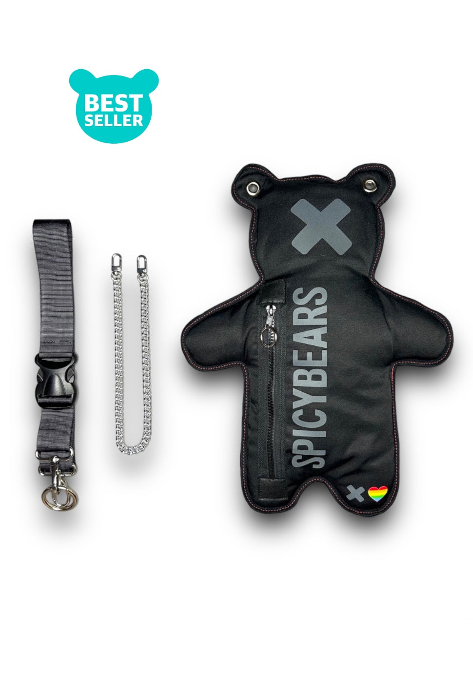 Black | Rainbow Heart Edition Bear Bag - SPICYBEARS