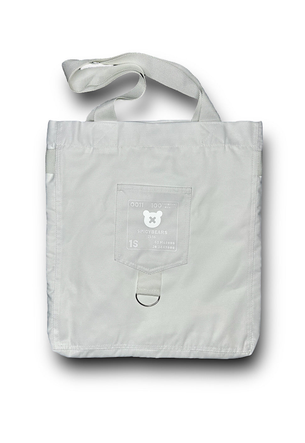 SPICYBEARS Logo Tote | White | White Reflective - SPICYBEARS