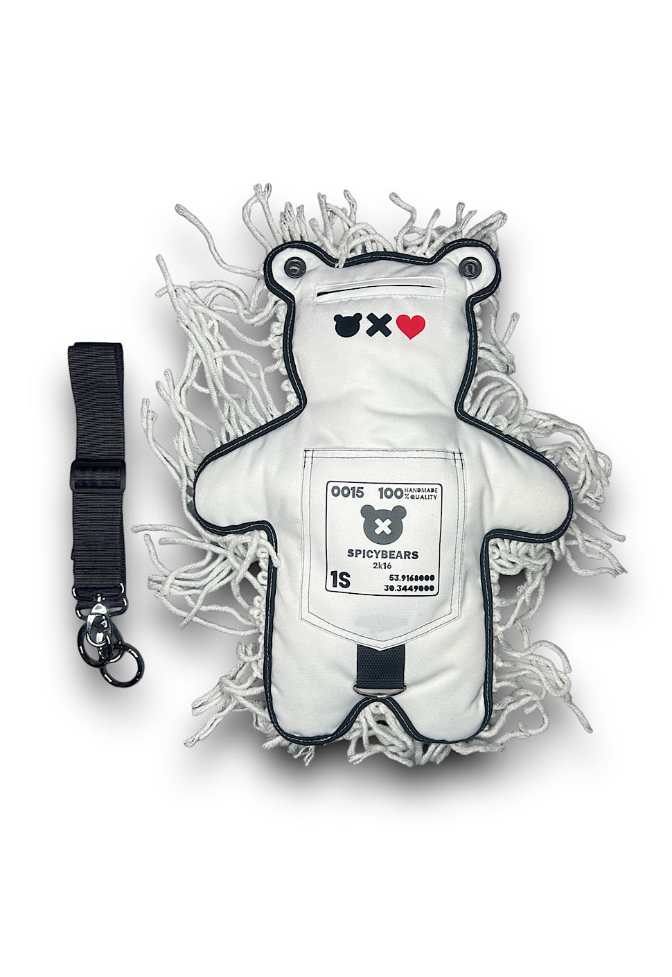 White | White Semi-Wool Coat | Valentine's Spooky Bear Bag - SPICYBEARS