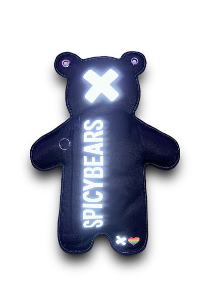 Black |  White Reflective | Rainbow Heart Bear Bag - SPICYBEARS