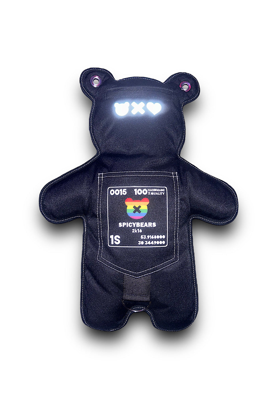 Black |  White Reflective | Rainbow Heart Bear Bag - SPICYBEARS