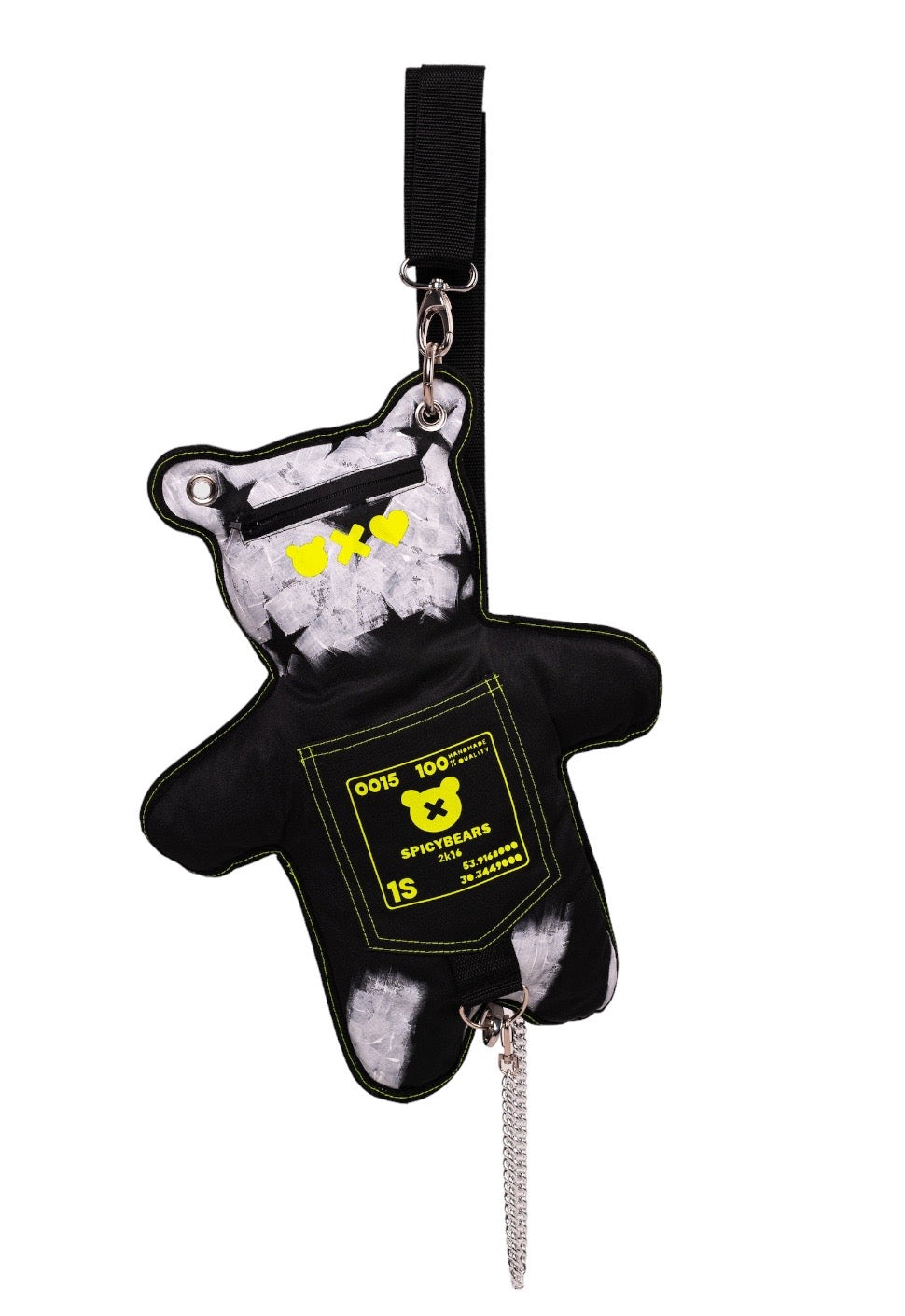 American Style Black & White | Neon Yellow SPICYBEARS Hand-Painted Purse - SPICYBEARS