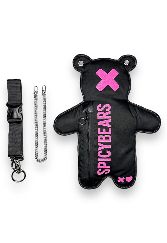 Black | Pink Glitter Bear Bag - SPICYBEARS