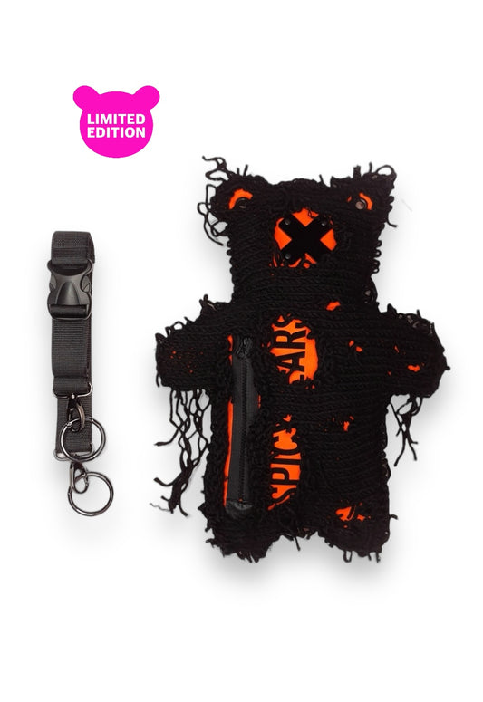 Neon Orange | Black Semi-Wool Coat | Spooky Bear Bag - SPICYBEARS