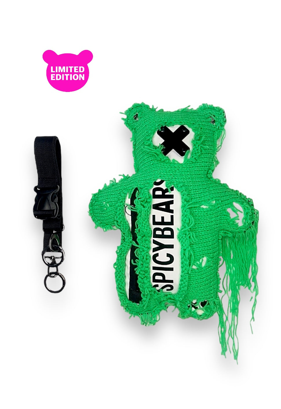 White Neon Green Semi Wool Coat Spooky Bear Bag SPICYBEARS