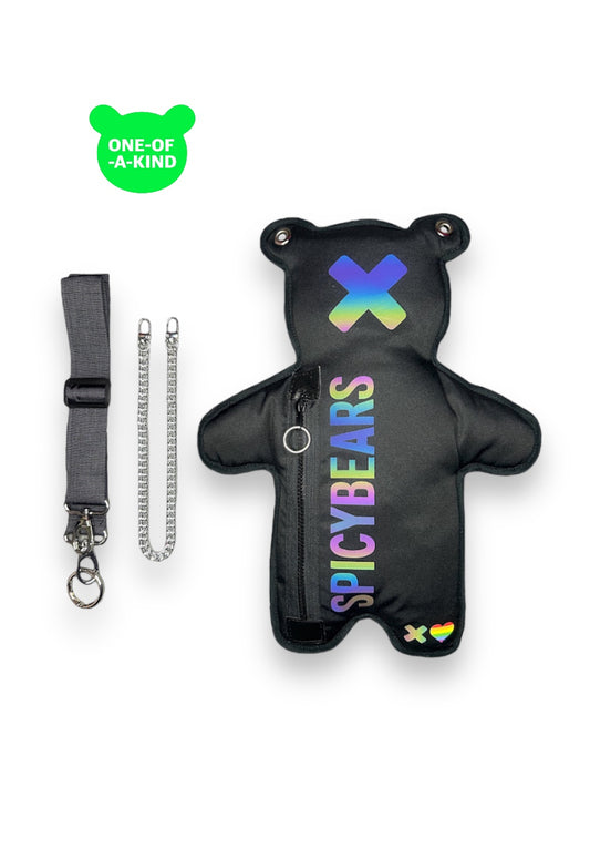 Black |  Multicolor Reflective | Rainbow Heart Bear Bag - SPICYBEARS
