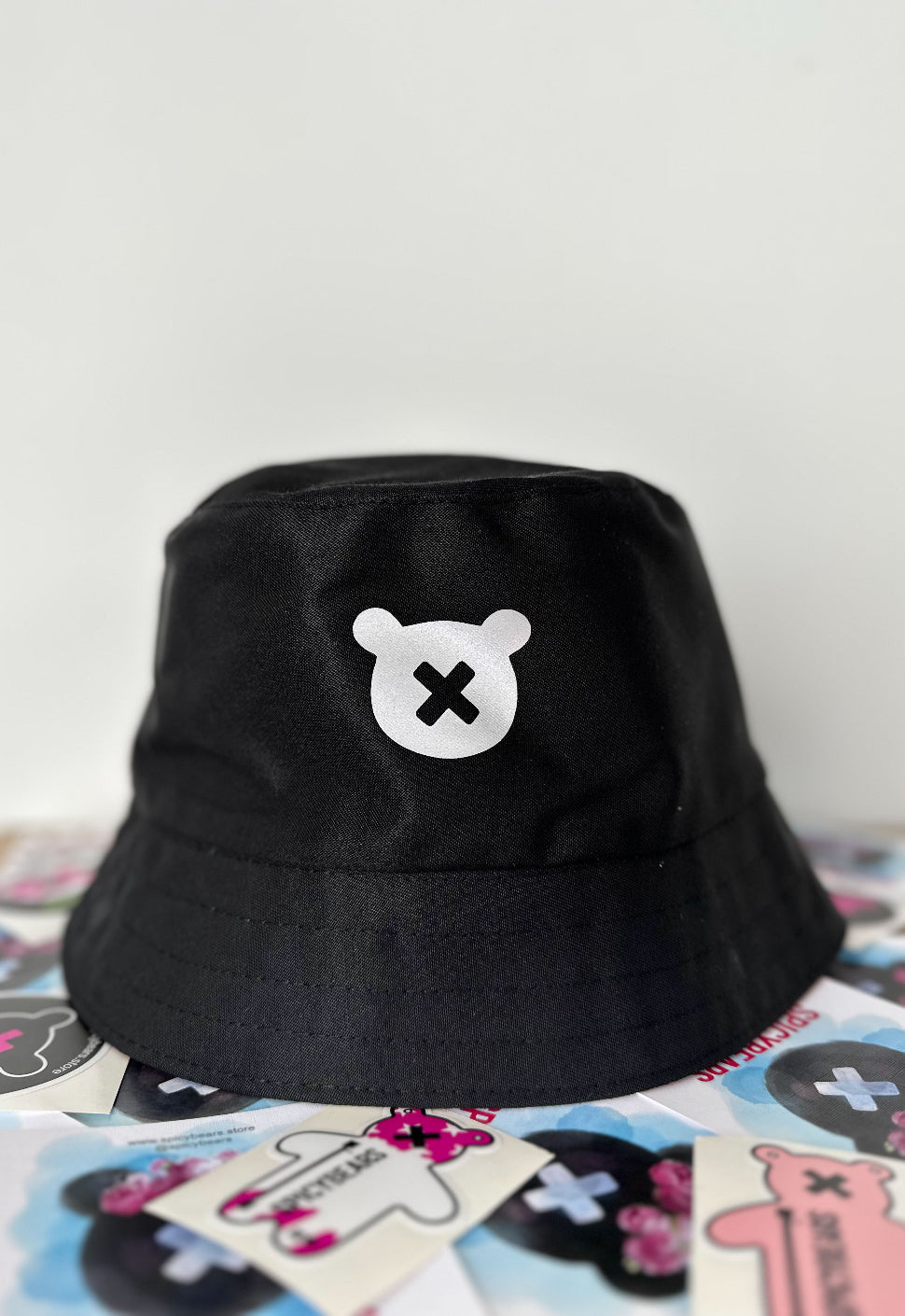 Black | White Reflective Print SPICYBEARS Bucket Hat - SPICYBEARS