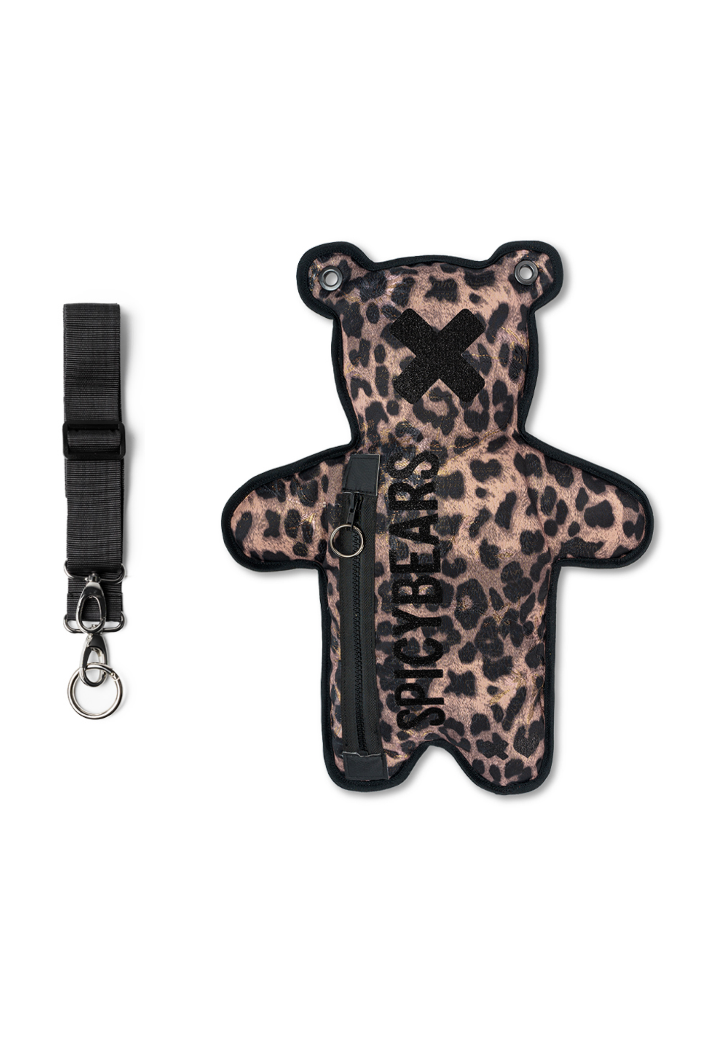 Brown Leo Jacquard | Black Glitter Bear Bag - SPICYBEARS