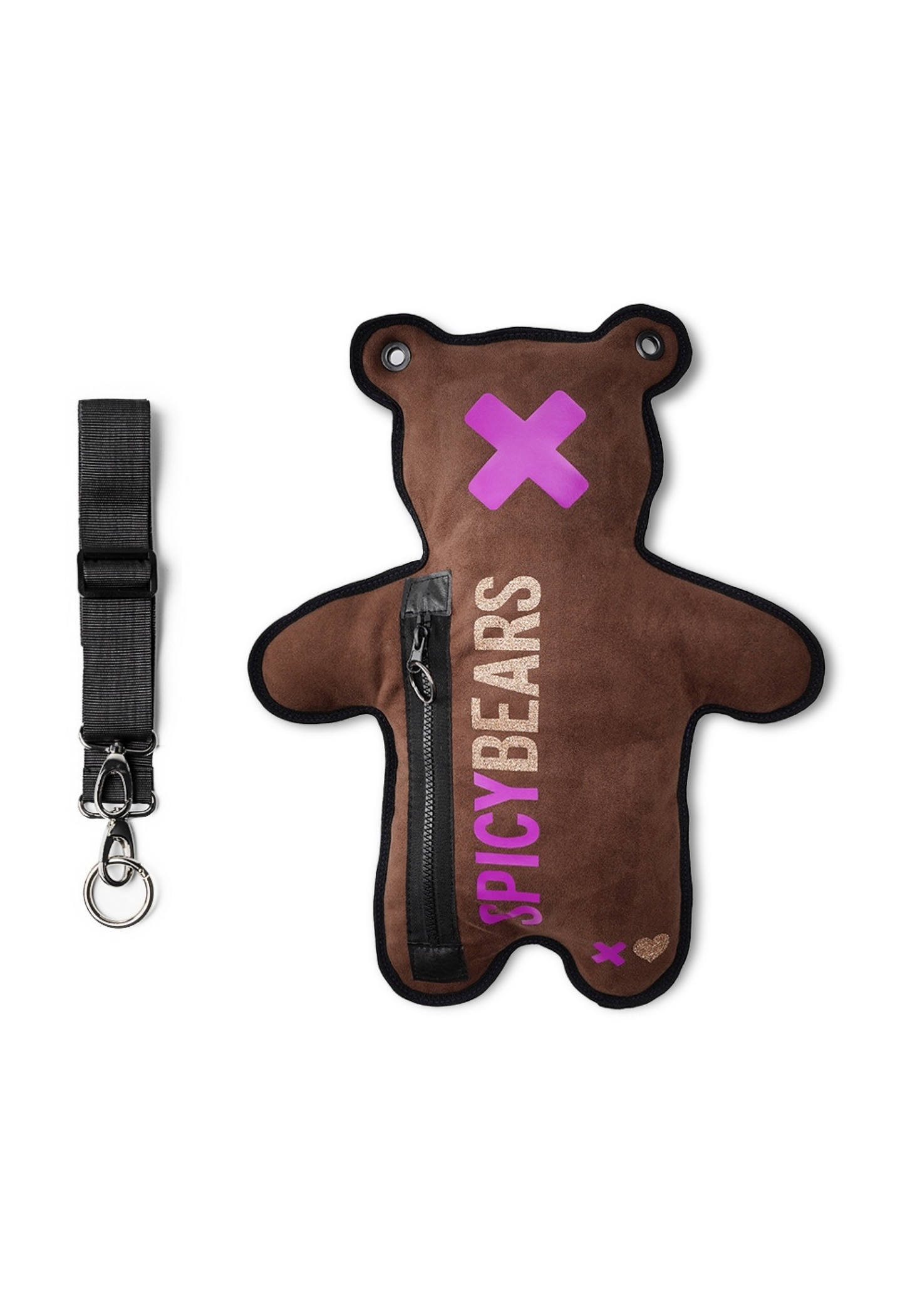 Choco | Neon Purple - Gold Glitter | Faux Suede Bear Bag