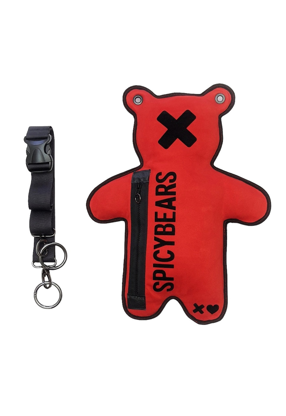 Red | Black Velvet Print | Faux Suede Bear Bag - SPICYBEARS