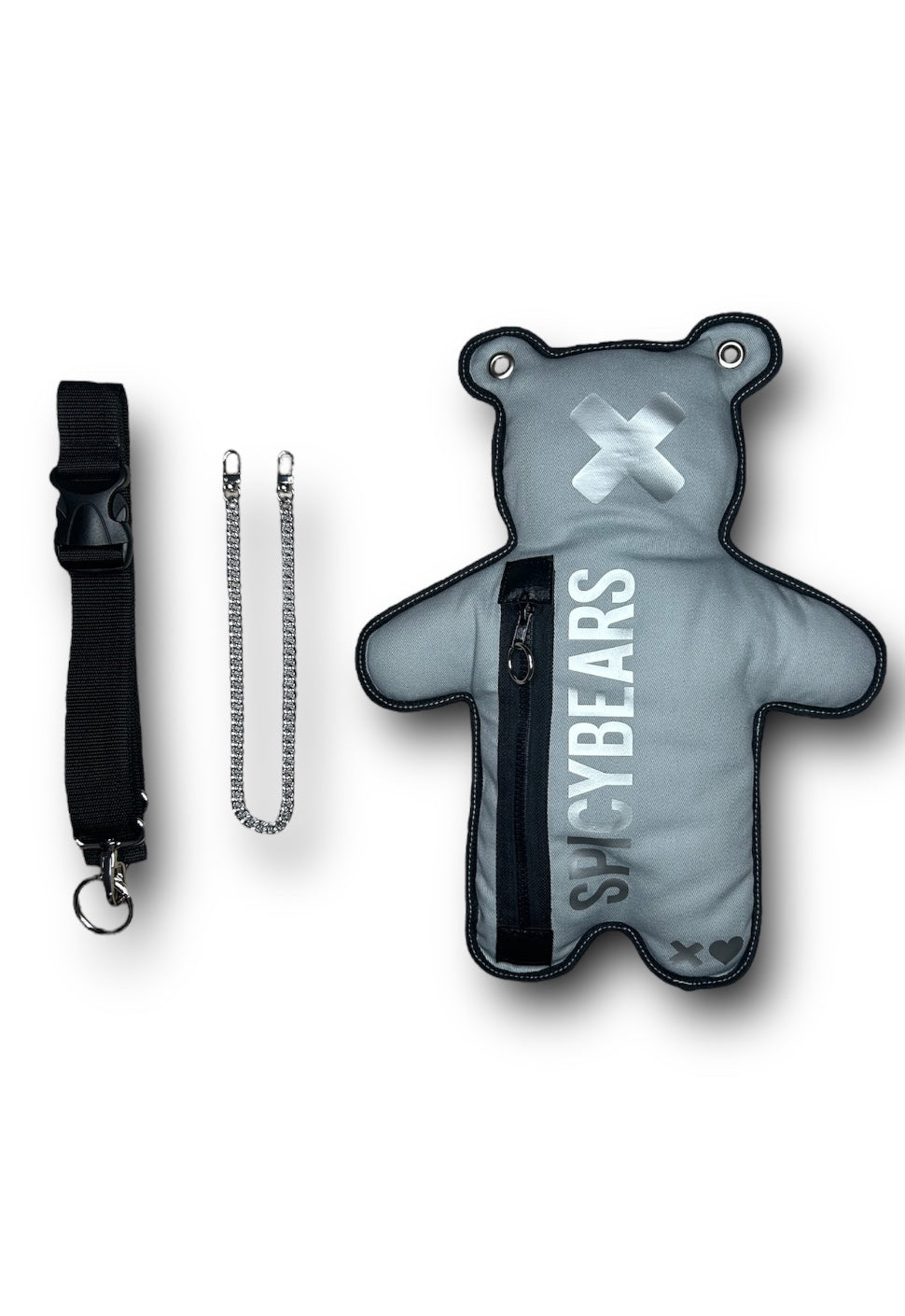 Monochrome | Gray | Silver Bear Bag - SPICYBEARS
