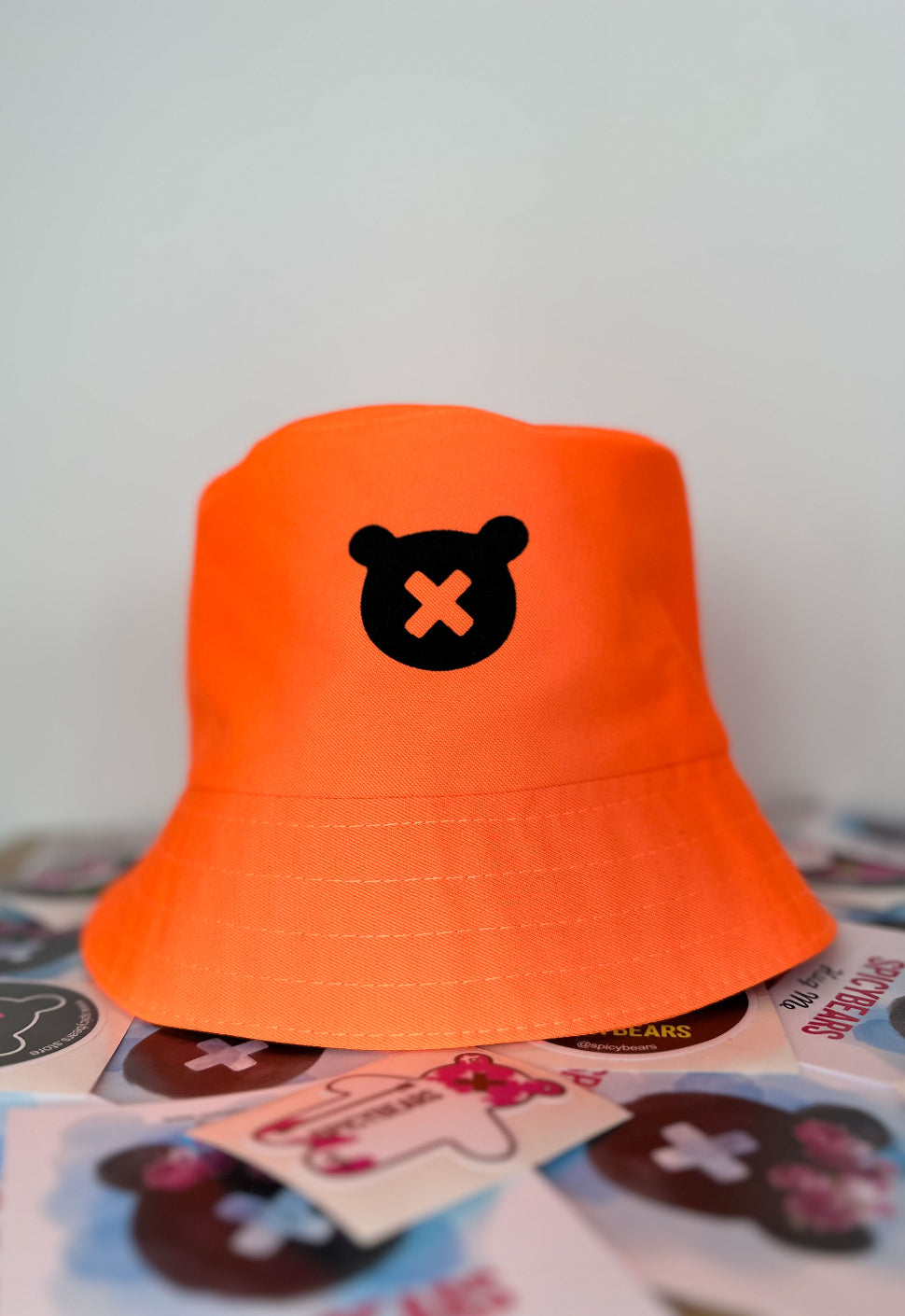 Neon Orange | Black Print SPICYBEARS Bucket Hat - SPICYBEARS