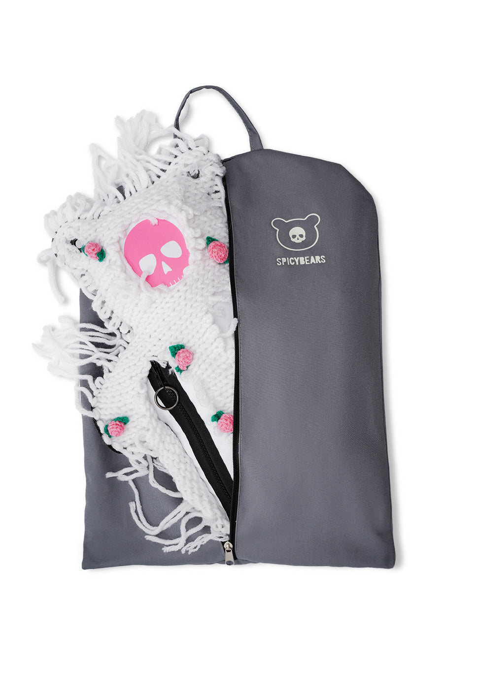 Fam Early Access - White | White Semi-Wool Coat & Roses| Spooky SkullBEARS Bear Bag - SPICYBEARS