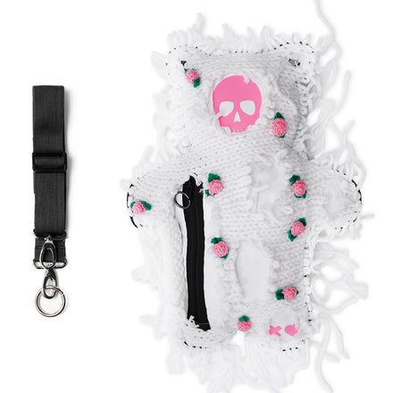 White | White Semi-Wool Coat & Roses| Spooky SkullBEARS Bear Bag - SPICYBEARS