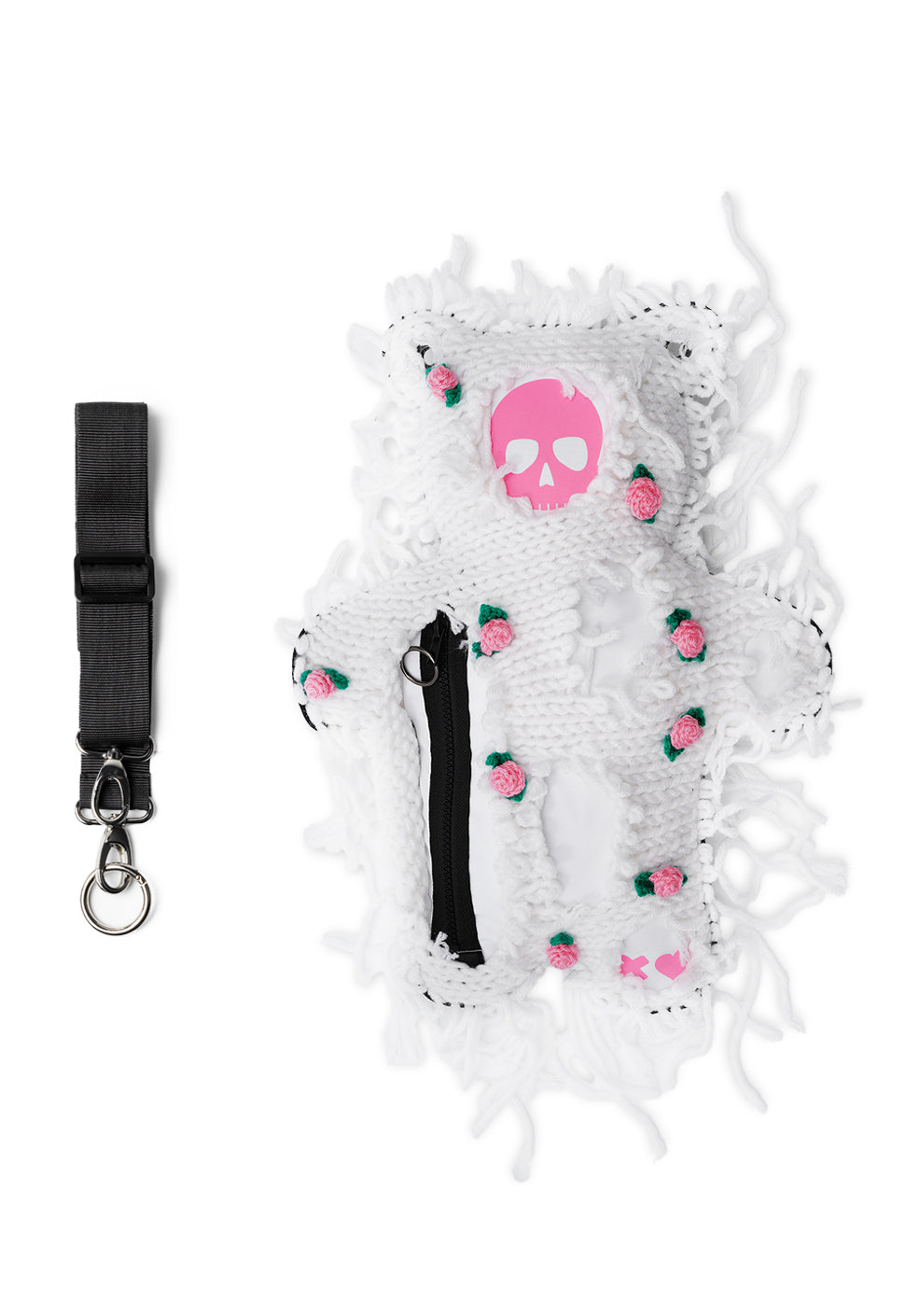 White | White Semi-Wool Coat & Roses| Spooky SkullBEARS Bear Bag - SPICYBEARS