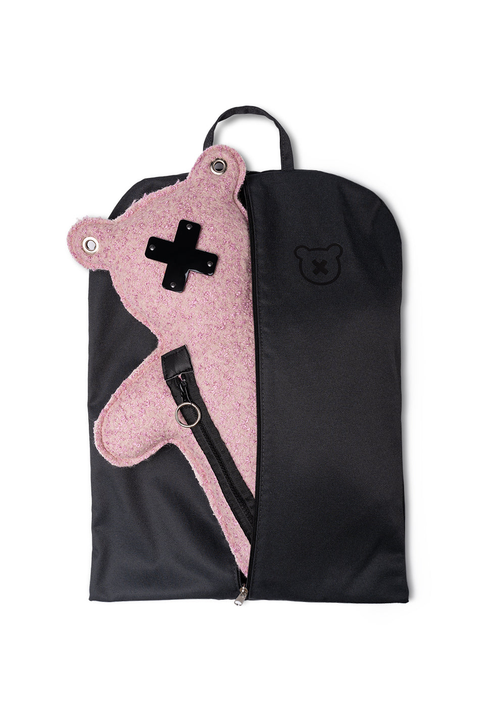 ROS | Soft Pink Bouclé | Black Acrylic Bear Bag