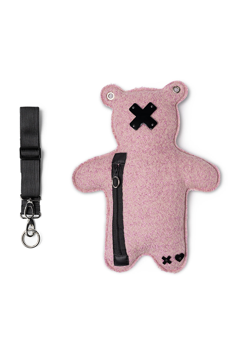 ROS | Soft Pink Bouclé | Black Acrylic Bear Bag