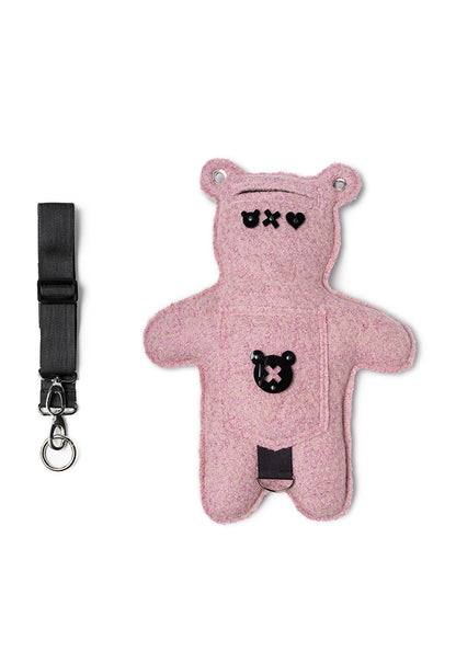 ROS | Soft Pink Bouclé | Black Acrylic Bear Bag