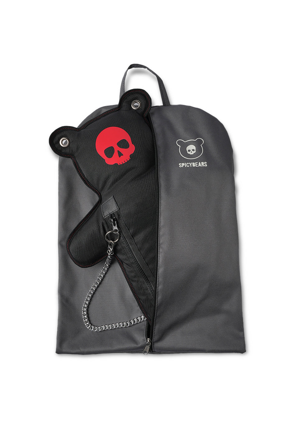 SkullBEARS 2.0 | Black | Fluorescent Reflective Red Bear Bag - SPICYBEARS