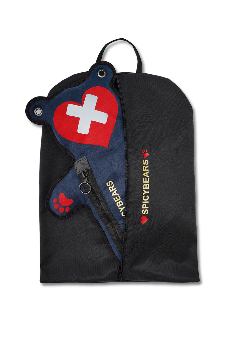 Navy Blue Faux Suede | Silver Reflective | Red Velvet Heart Edition Bear Bag
