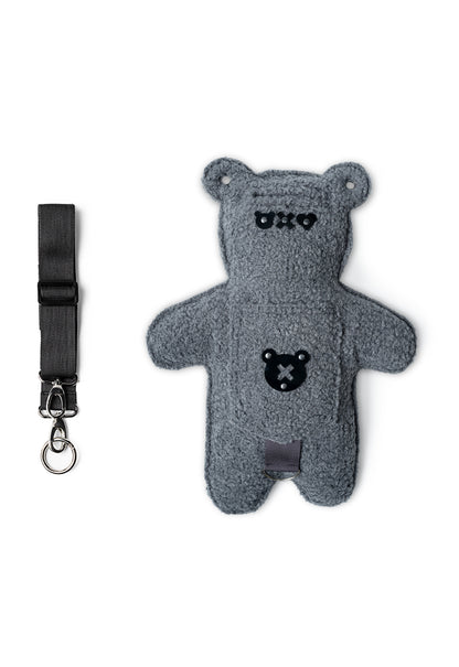 ? | Dark Gray Bouclé | Black Acrylic Bear Bag - SPICYBEARS
