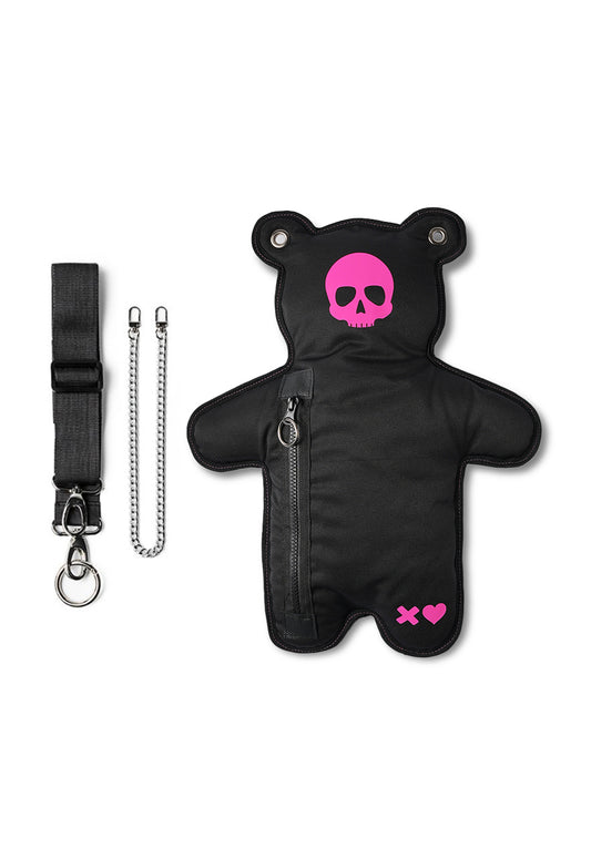 SkullBEARS 2.0 | Black | Fluorescent Reflective Pink Bear Bag - SPICYBEARS