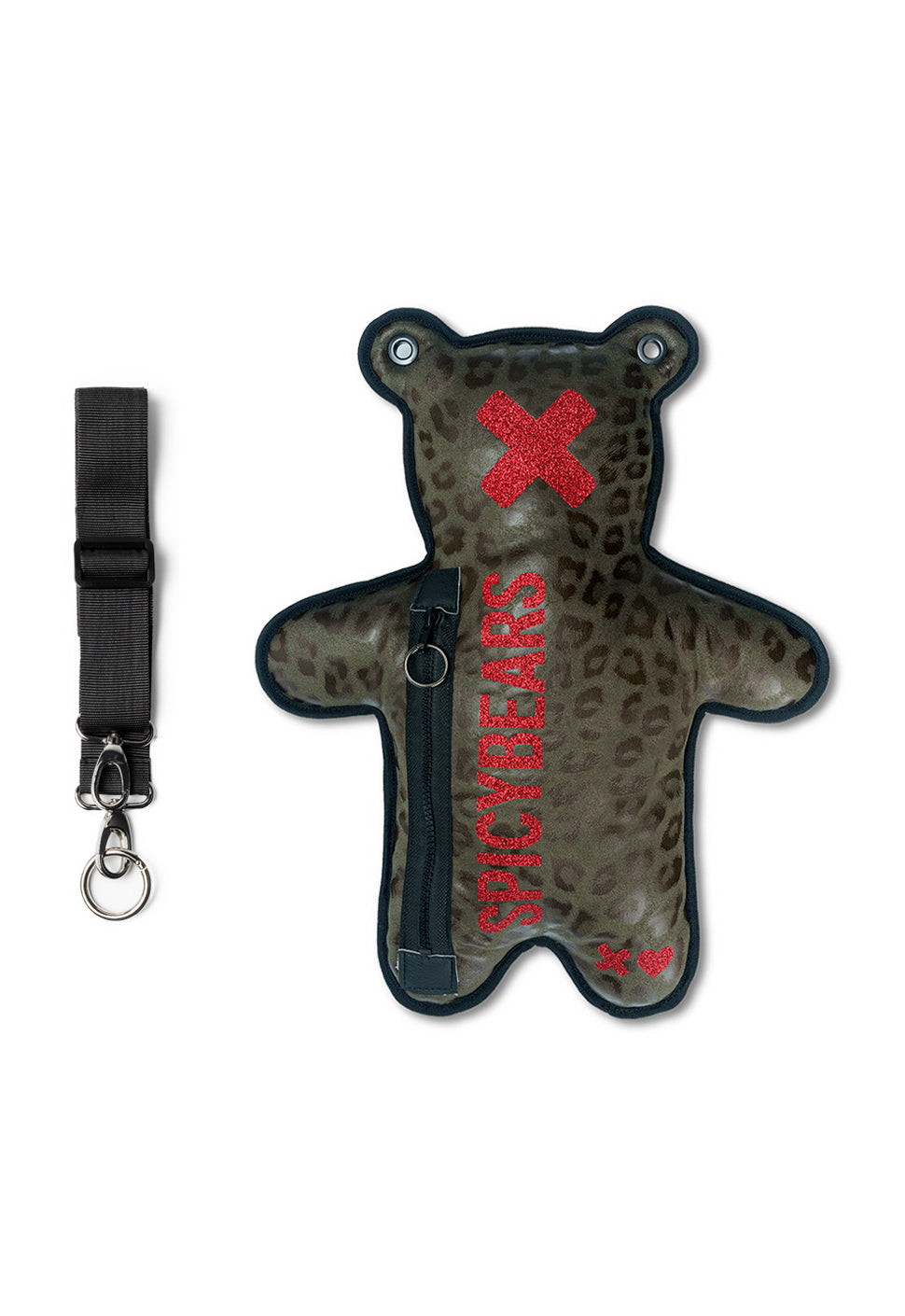 Olive Leo Suede | Red Glitter Bear Bag - SPICYBEARS