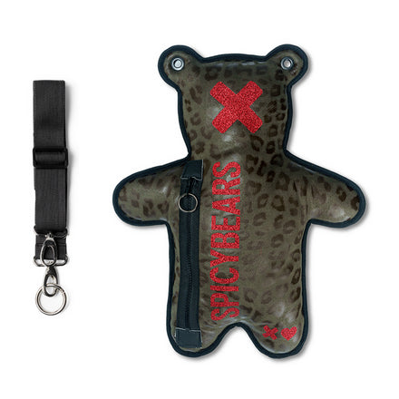 Olive Leo Suede | Red Glitter Bear Bag - SPICYBEARS
