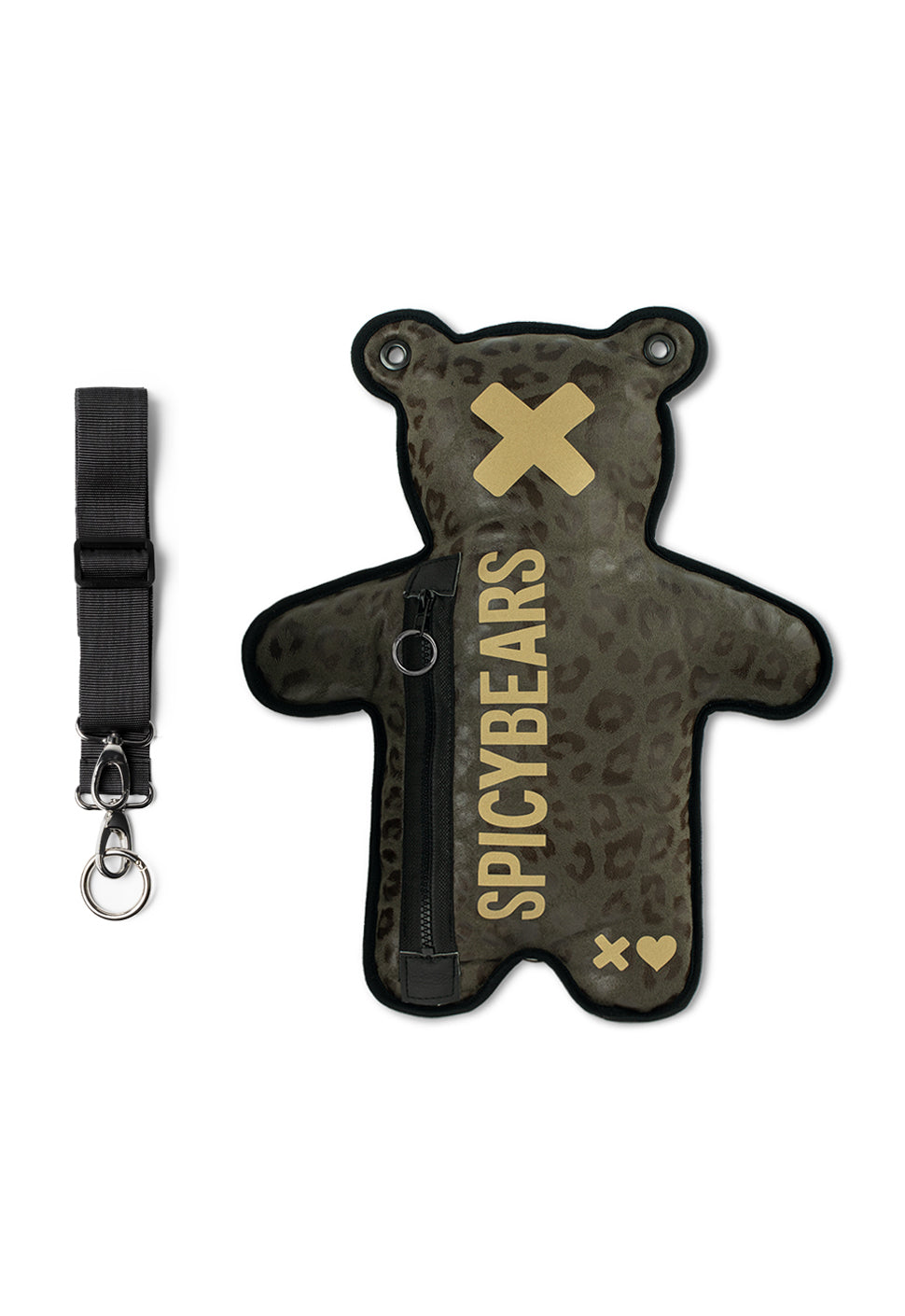 Olive Leo Suede | Gold Reflective Bear Bag - SPICYBEARS