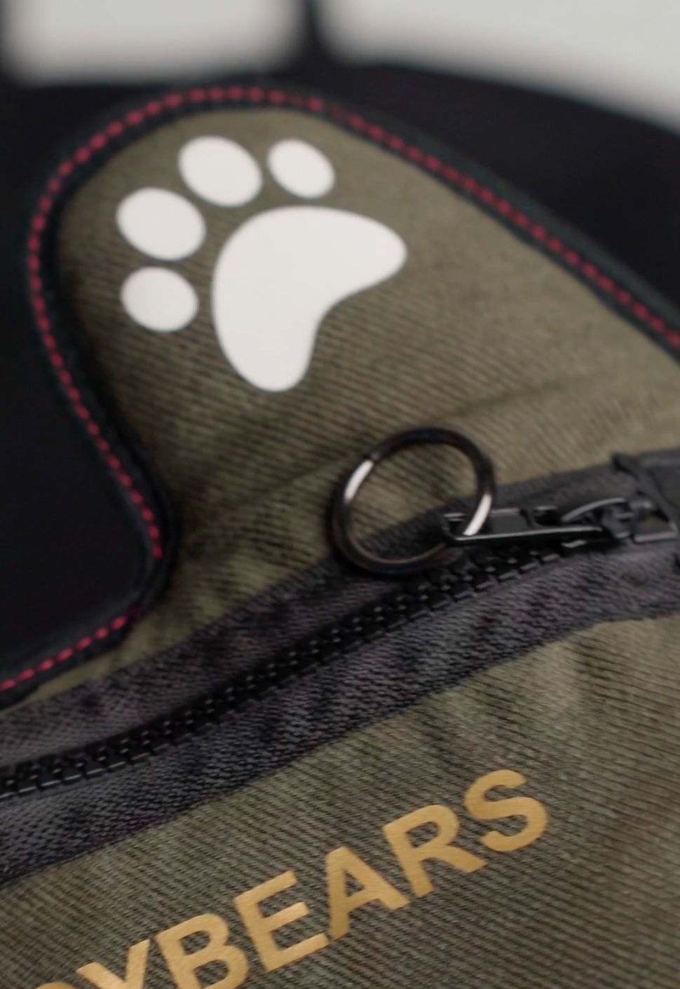 Khaki Twill | Neon Pink | White Reflective Heart Edition Bear Bag - SPICYBEARS