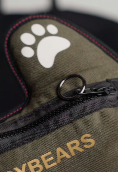 Khaki Twill | Neon Pink | White Reflective Heart Edition Bear Bag - SPICYBEARS