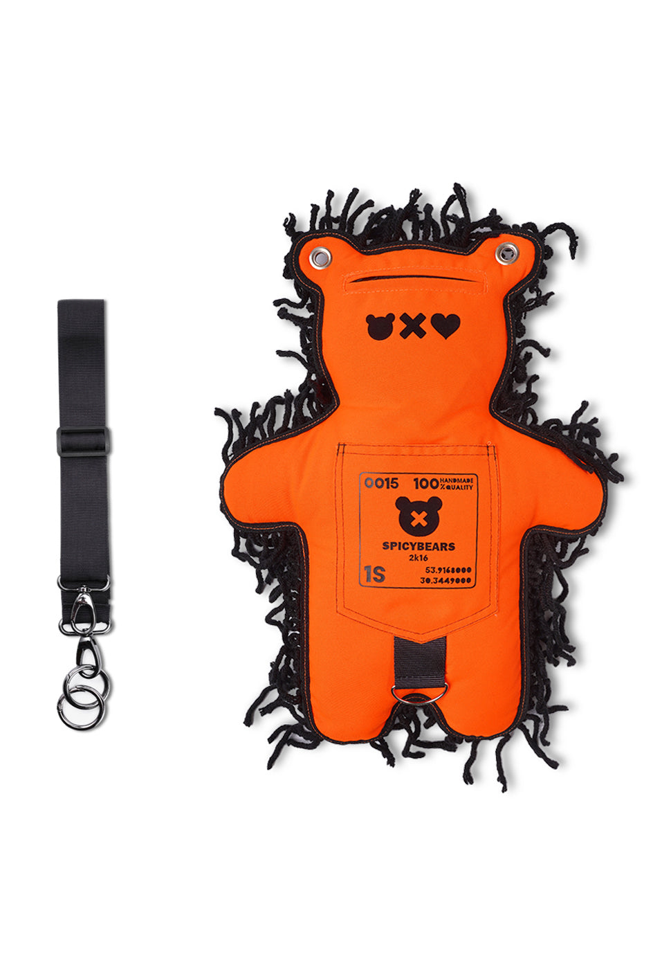 Neon Orange | Black Semi-Wool Coat | Spooky Bear Bag - SPICYBEARS