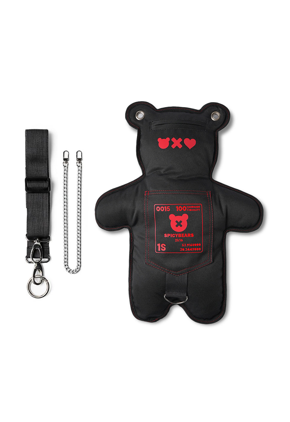 SkullBEARS 2.0 | Black | Fluorescent Reflective Red Bear Bag - SPICYBEARS