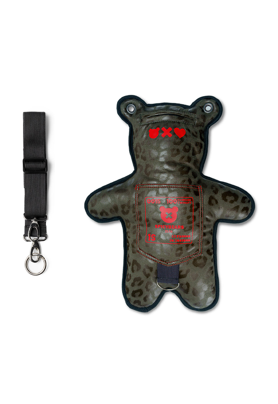 Fam Early Access | Olive Leo Suede | Red Glitter Bear Bag - SPICYBEARS