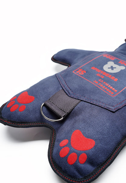 Navy Blue Faux Suede | Silver Reflective | Red Velvet Heart Edition Bear Bag