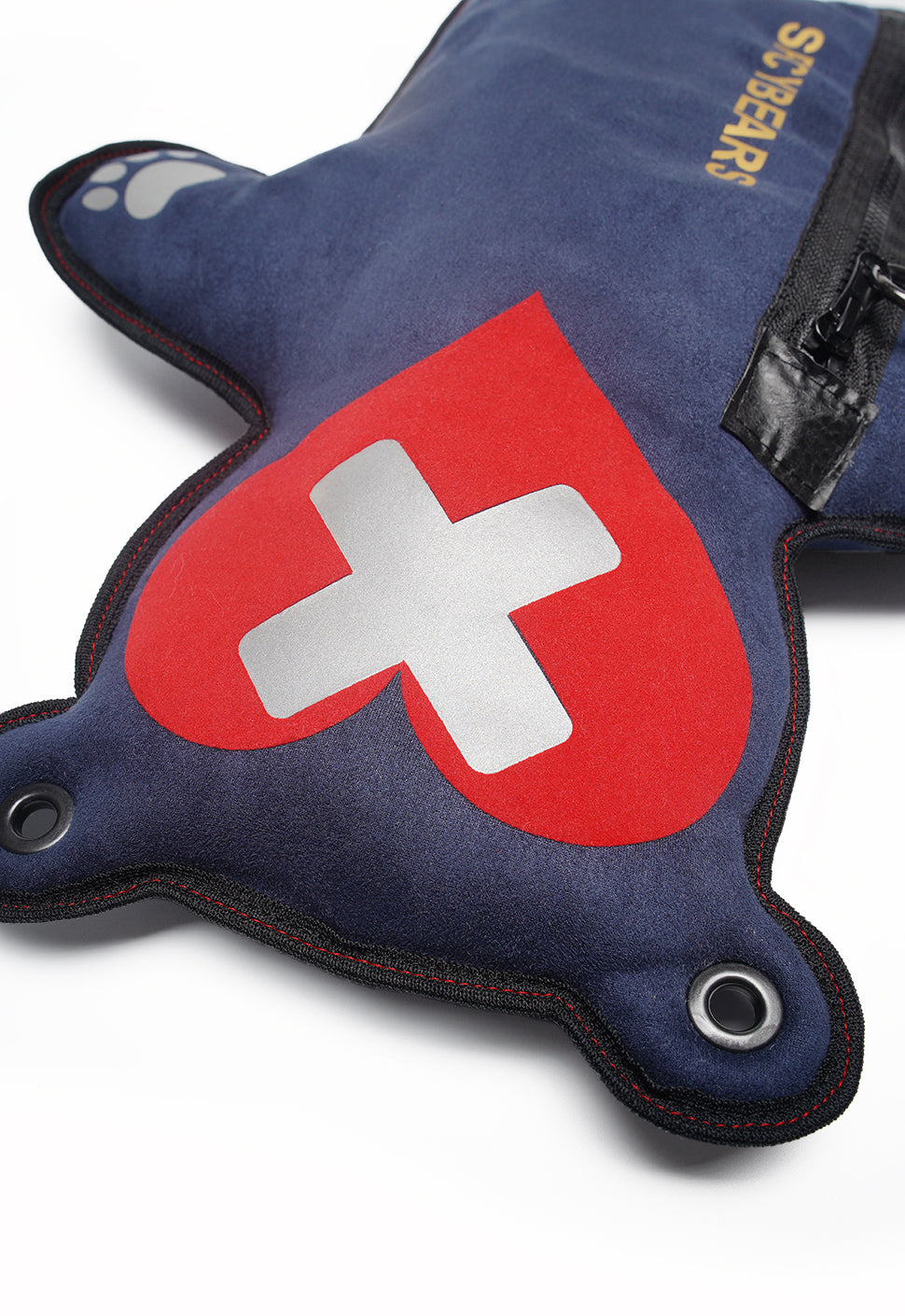 Navy Blue Faux Suede | Silver Reflective | Red Velvet Heart Edition Bear Bag