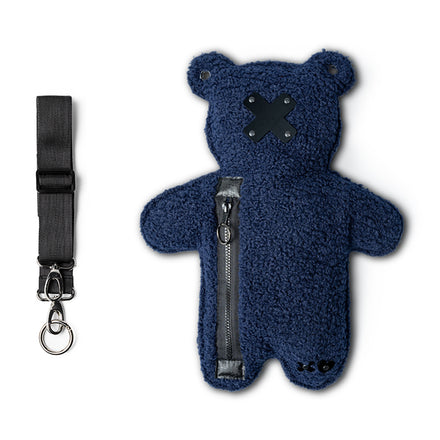 MIDNIGHT CUB | Dark Blue Bouclé | Black Acrylic Bear Bag - SPICYBEARS