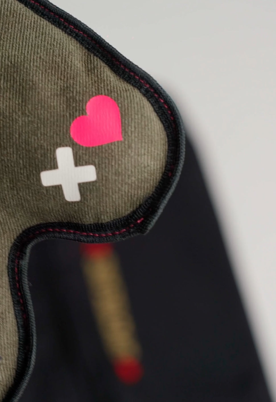 Khaki Twill | Neon Pink | White Reflective Heart Edition Bear Bag - SPICYBEARS