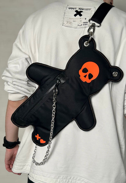 SkullBEARS | Black | Fluorescent Reflective Orange Bear Bag - SPICYBEARS