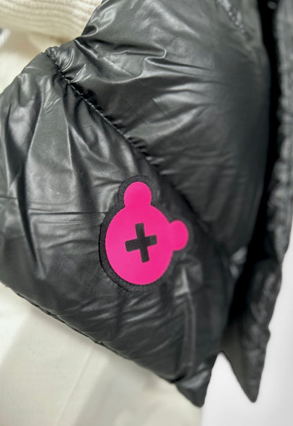 SPICYBEARS Padded Scarf with Fleece Hands Pockets | Black | Neon Pink - SPICYBEARS