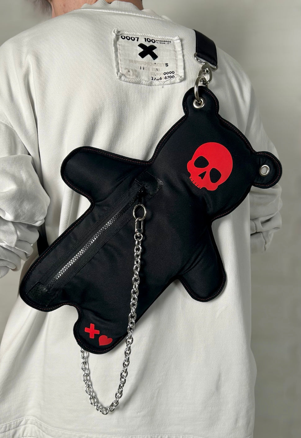 SkullBEARS | Black | Fluorescent Reflective Red Bear Bag - SPICYBEARS