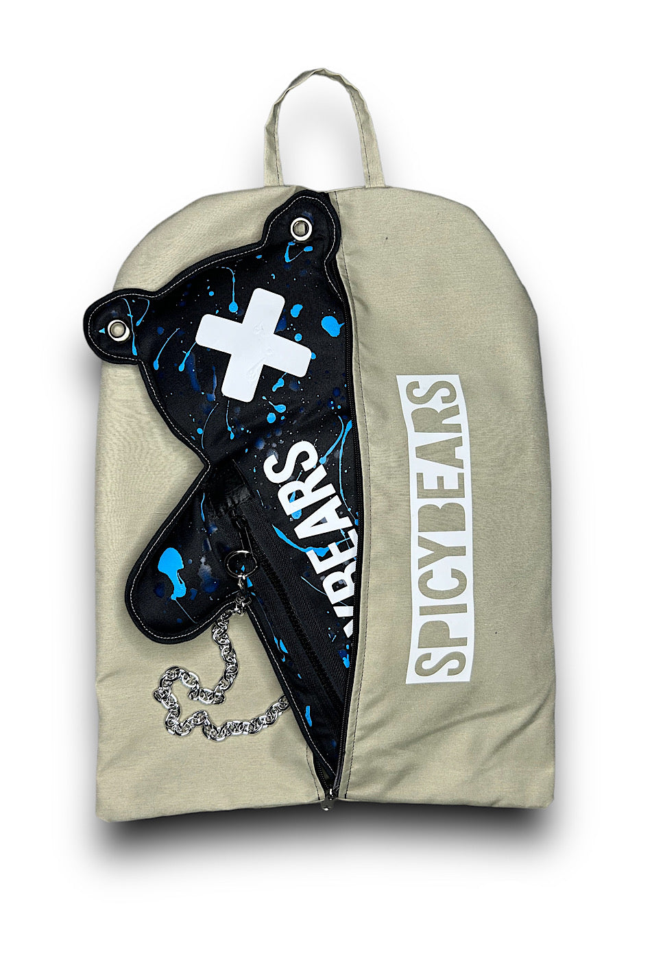 Black | White Reflective Bear Bag with a Splash Of Blue - SPICYBEARS