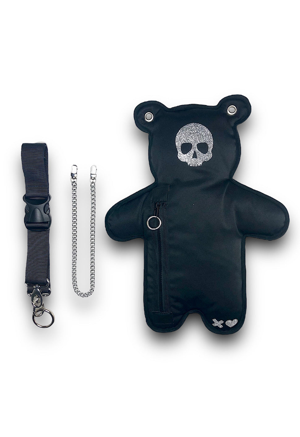 SkullBEARS | Black | Silver Sparkle Bear Bag - SPICYBEARS