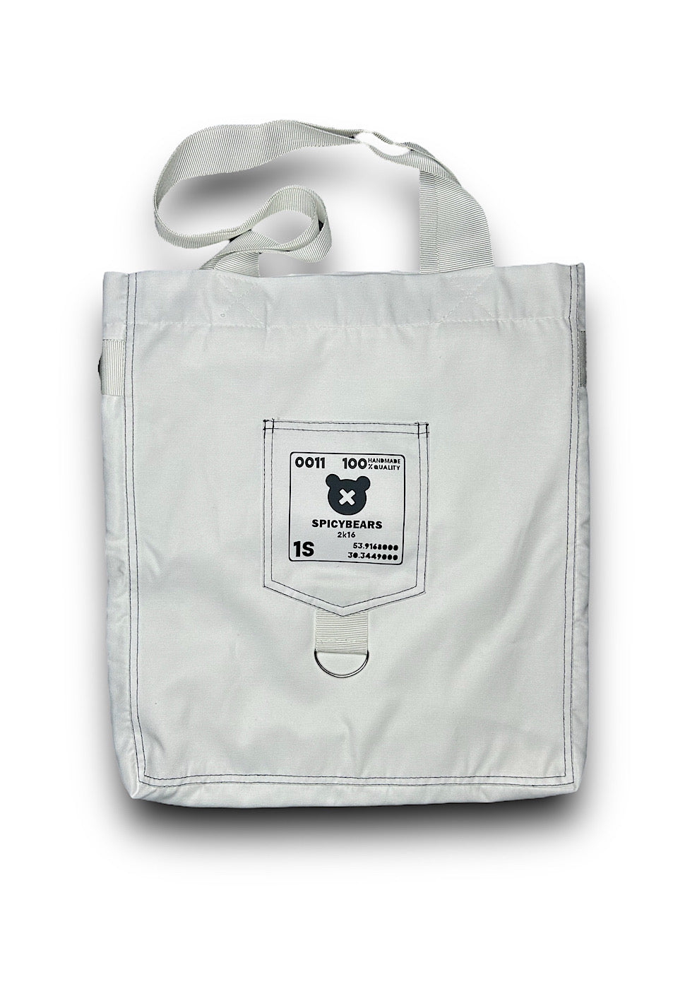 SPICYBEARS Logo Tote | White | Black Reflective - SPICYBEARS