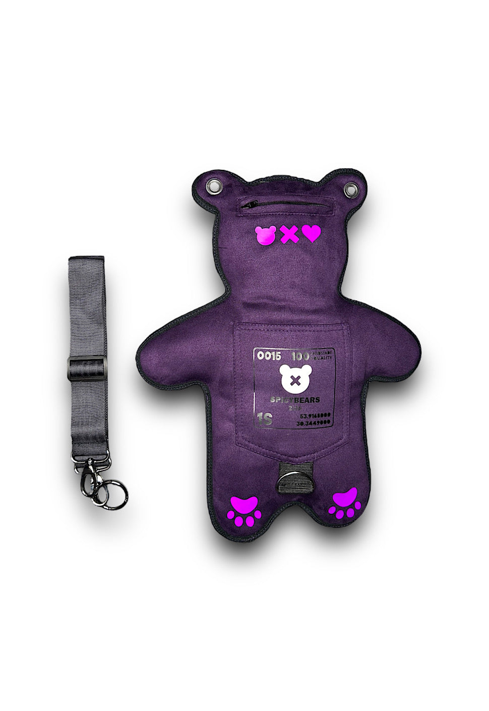 Violet Faux Suede | White Reflective | Purple Heart Edition Bear Bag - SPICYBEARS