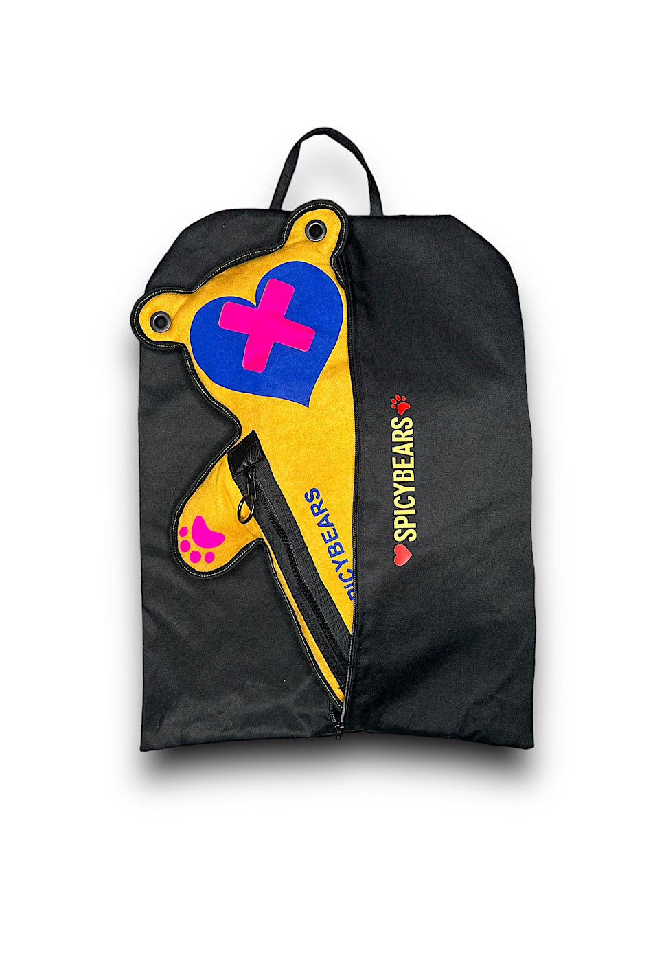 Yellow Faux Suede | Neon Pink | Blue Velvet Heart Edition Bear Bag - SPICYBEARS