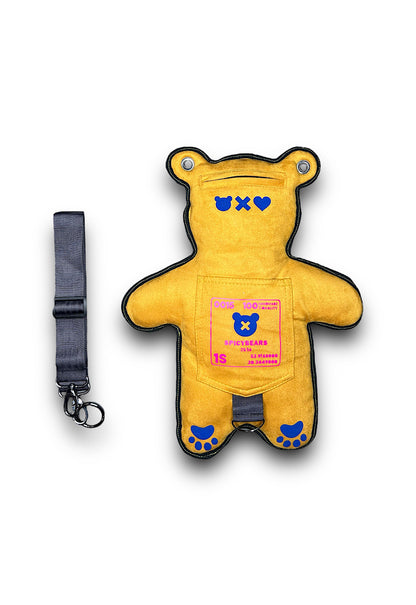 Yellow Faux Suede | Neon Pink | Blue Velvet Heart Edition Bear Bag - SPICYBEARS