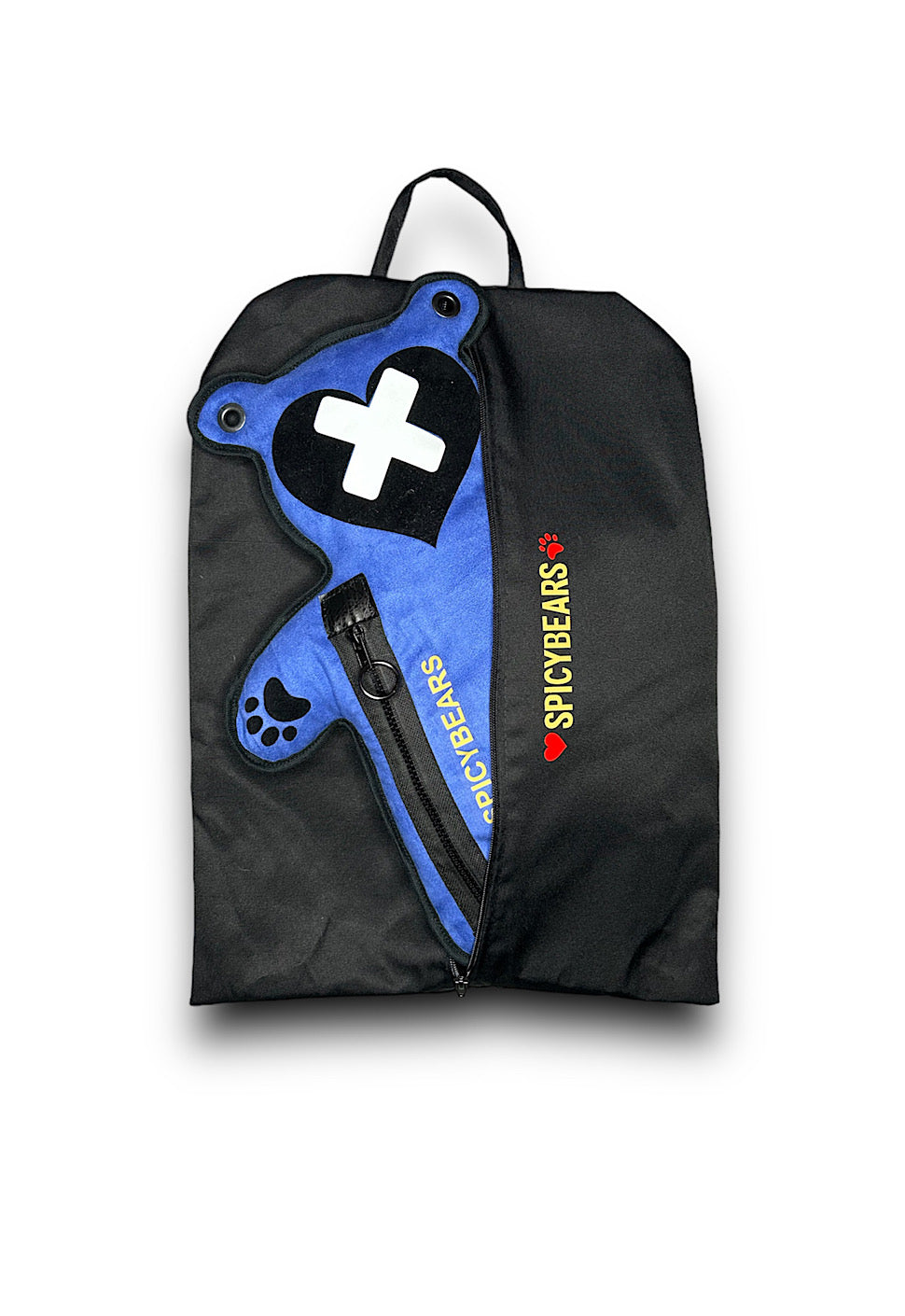 Indigo Faux Suede | White Reflective | Black Velvet Heart Edition Bear Bag - SPICYBEARS