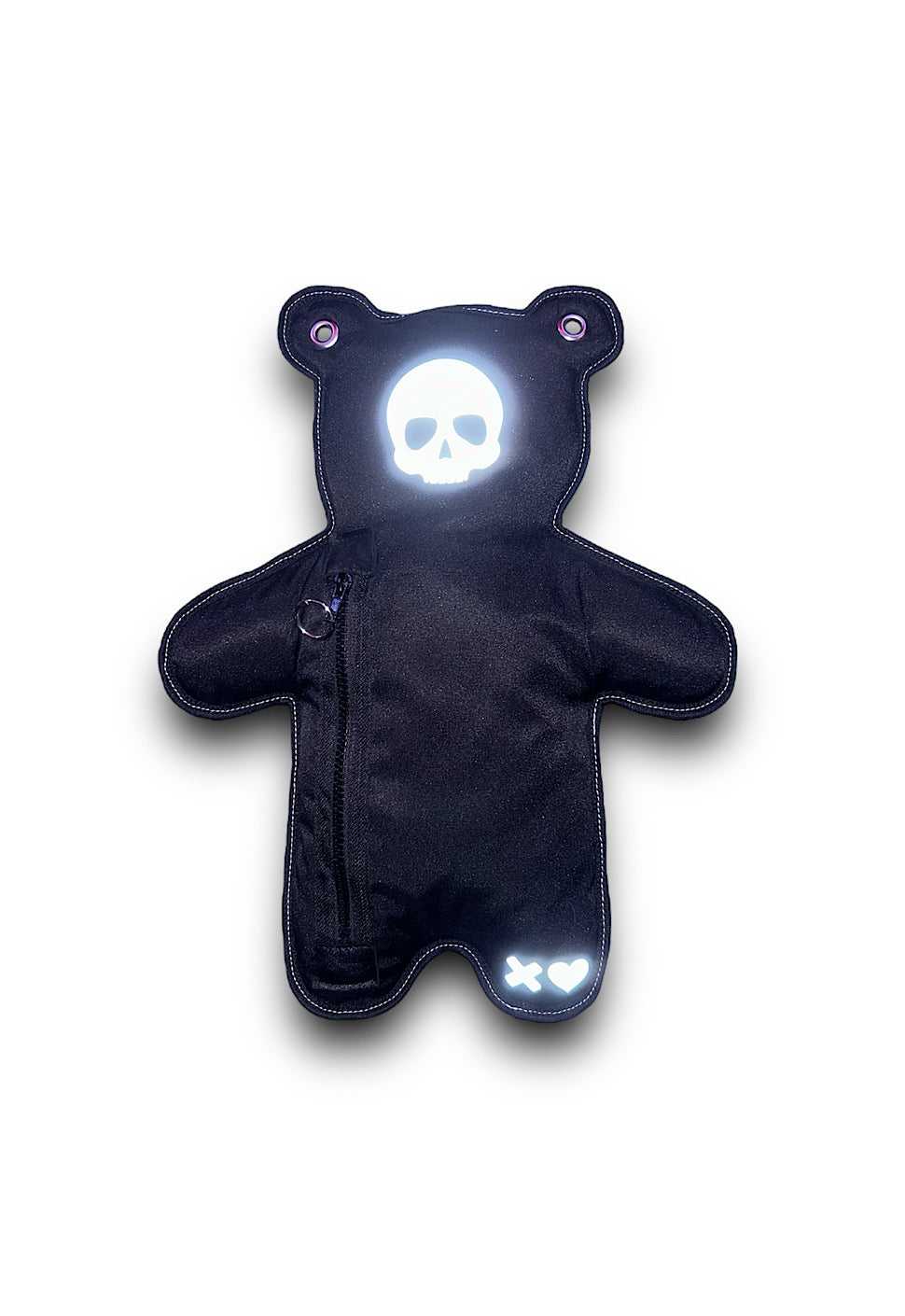 SkullBEARS 2.0 | Black | Fluorescent Reflective Orange Bear Bag - SPICYBEARS