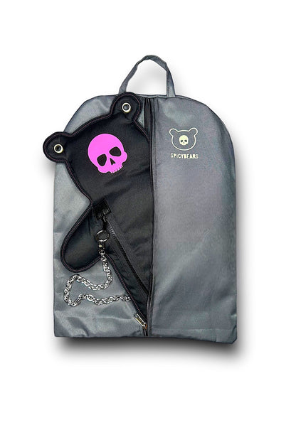 SkullBEARS | Black | Fluorescent Reflective Pink Bear Bag - SPICYBEARS